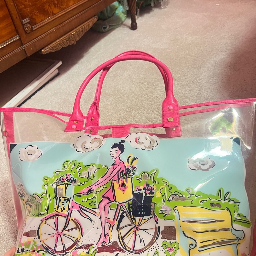 Lilly Pulitzer Clear Tote Bag with Pink Accents